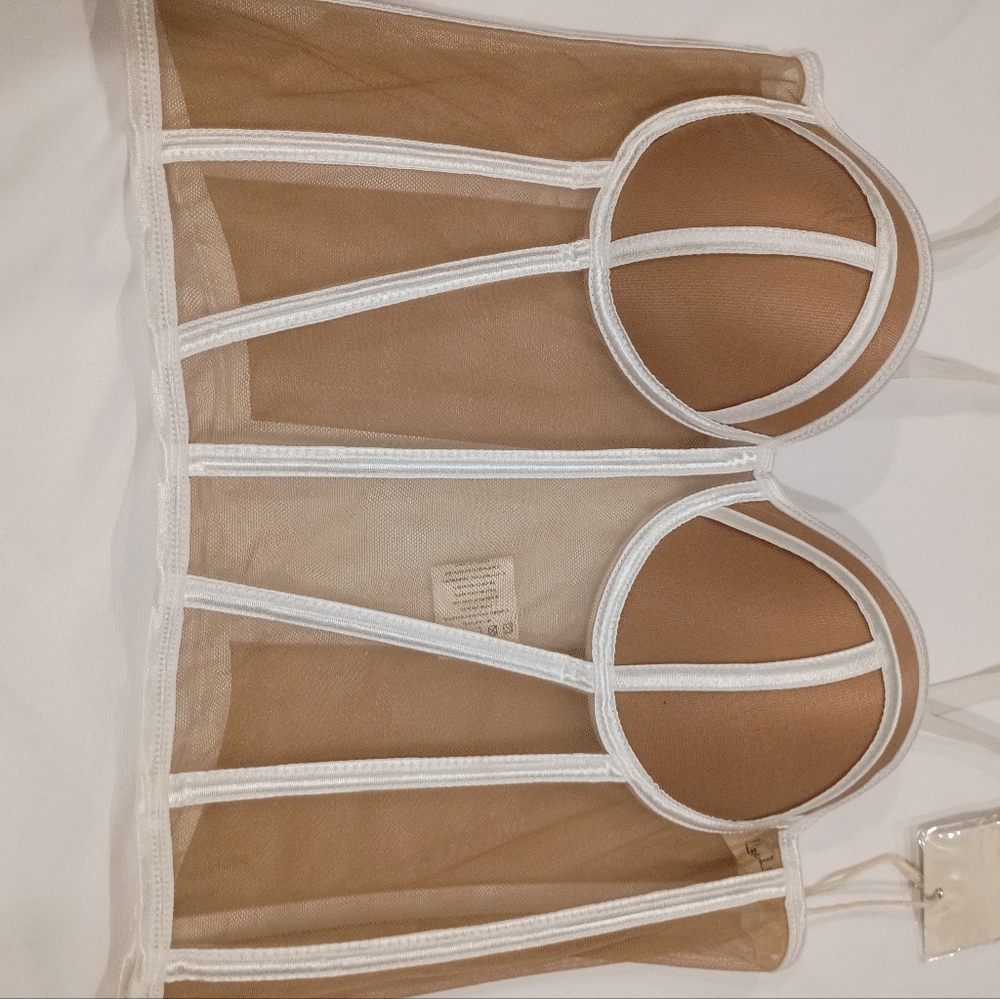 Elegant White and Tan Bustier